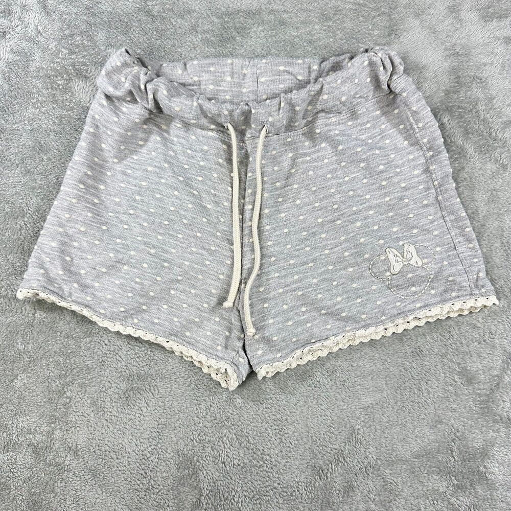 Disney Parks Lounge Shorts Women XS Gray Polka Dot Excellent Minnie Mouse Lace - Picture 2 of 8